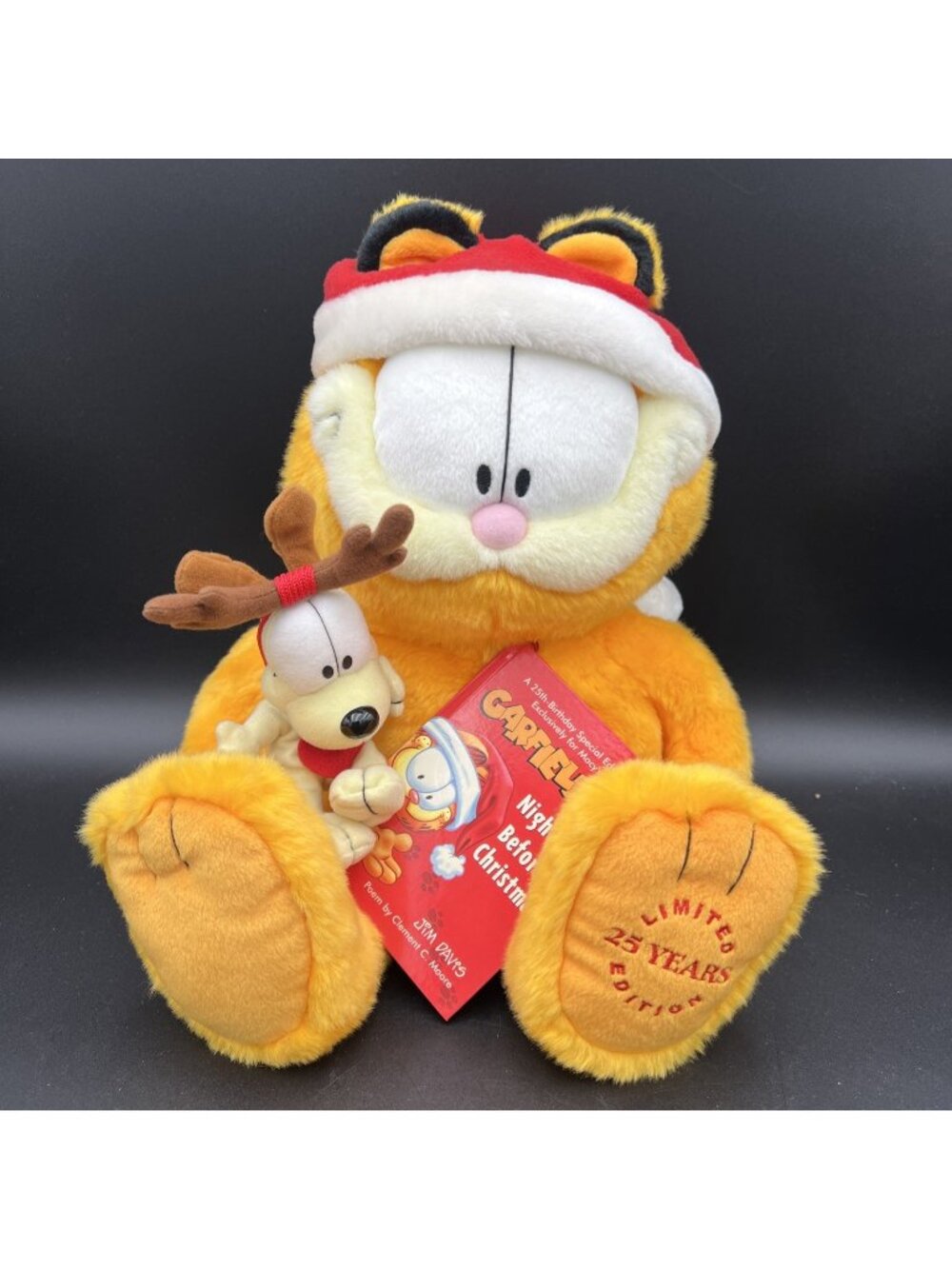 Garfield Plush Macy's 25 Years Odie Night Before Christmas Book Birthday ~16" LN